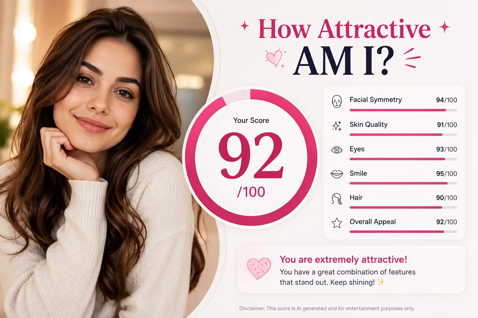 Attractiveness test score example